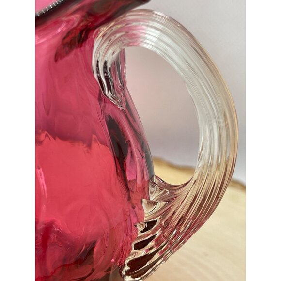 Vintage Pilgrim Glass Co. Cranberry 4" Mini Art Glass Pitcher - Picture 4 of 7